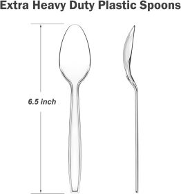 Count Clear Plastic Spoons Disposable, BPA-Free, Heat Resistant, Solid and Durable Disposable Spoons Heavy Duty Bulk