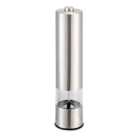 Electric Salt Pepper Grinder With Light Adjustable Coarseness Stainless Steel Salt Pepper Shaker (Color: Silver)